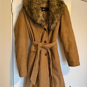 Lee Riveted Brown Faux Fur Corduroy Coat